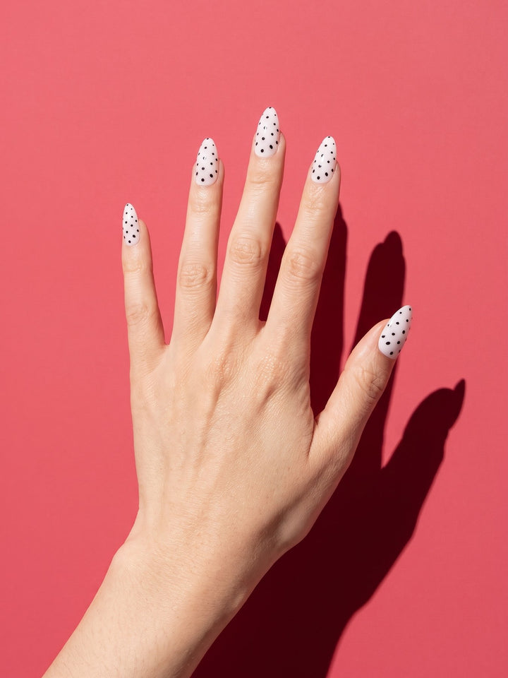 Black Polka Dot Almond Press-On Nails
