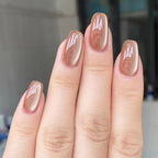 Rose Cat Eye Short Square Press-On Nails – rosy nude cat eye with a soft shifting shimmer, photo 4
