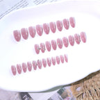 Pink Cat Eye Rhinestone Almond Press-On Nails – mauve-pink cat eye with rhinestone accents, photo 7