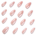 Pearl Glazed Almond Press-On Nails – pearly glazed pink with tiny white dots, photo 5