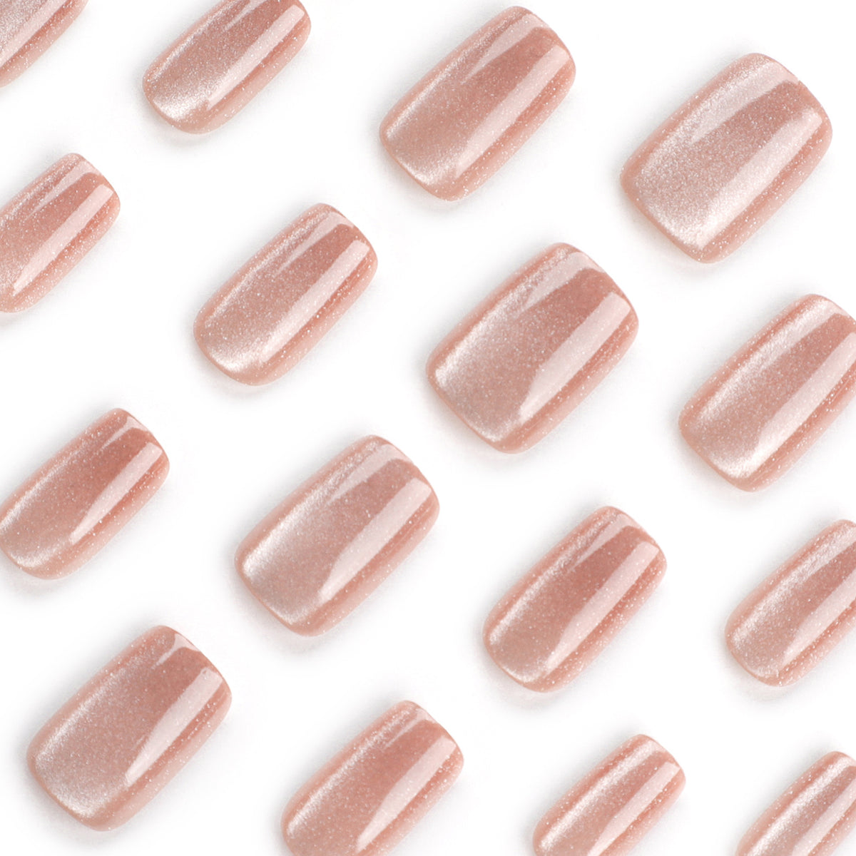 Rose Cat Eye Short Square Press-On Nails – rosy nude cat eye with a soft shifting shimmer, photo 5