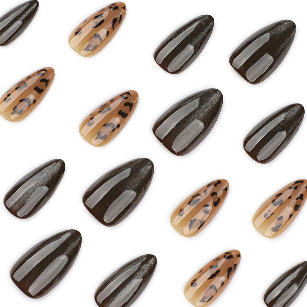 Tortoiseshell Espresso Almond Press-On Nails – espresso shimmer with amber tortoiseshell accents, photo 5