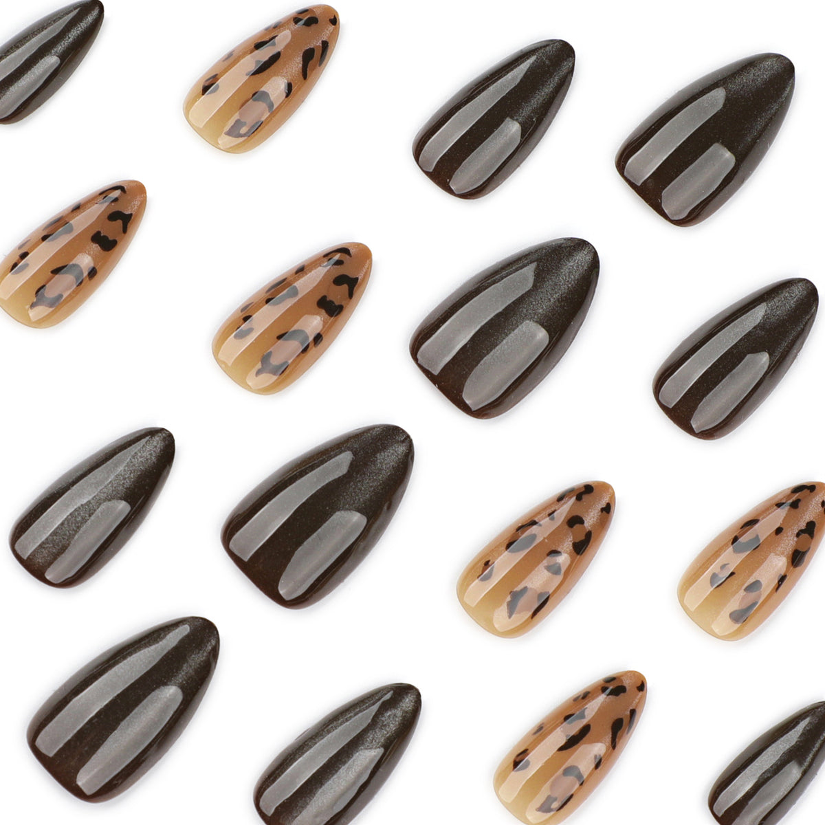 Tortoiseshell Espresso Almond Press-On Nails – espresso shimmer with amber tortoiseshell accents, photo 5