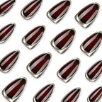 Black Cherry Gold Rim Almond Press-On Nails – black-cherry jelly framed by a metallic chrome rim, photo 5