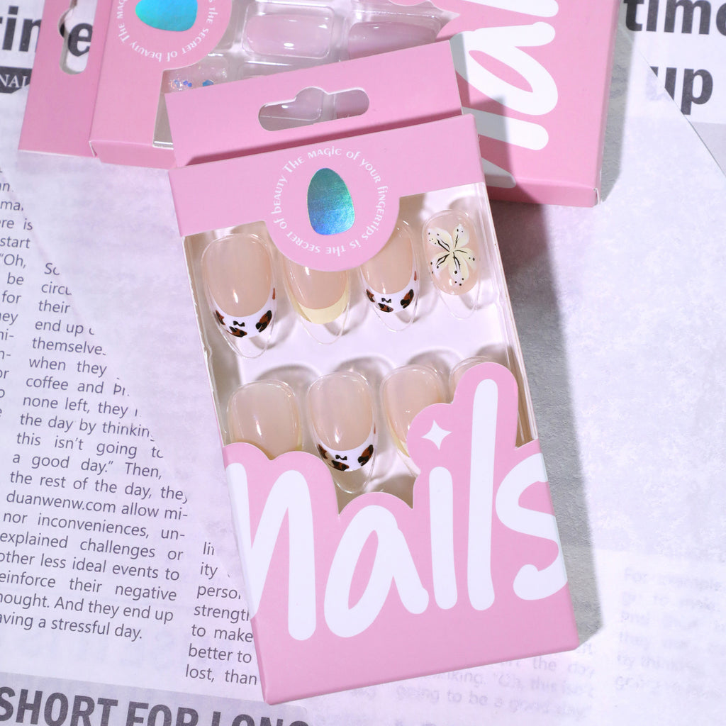 Buttercup Blossom Short Press-On Nails – buttery yellow french tips with a 3d blossom and crystals, photo 6