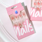 Custard Blush French Short Square Press-On Nails – custard cream french tips on shimmer blush pink, photo 6