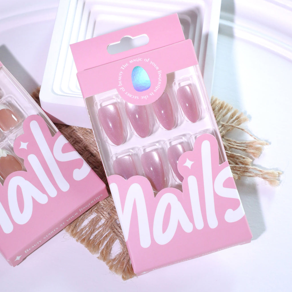 Pink Cat Eye Rhinestone Almond Press-On Nails – mauve-pink cat eye with rhinestone accents, photo 6
