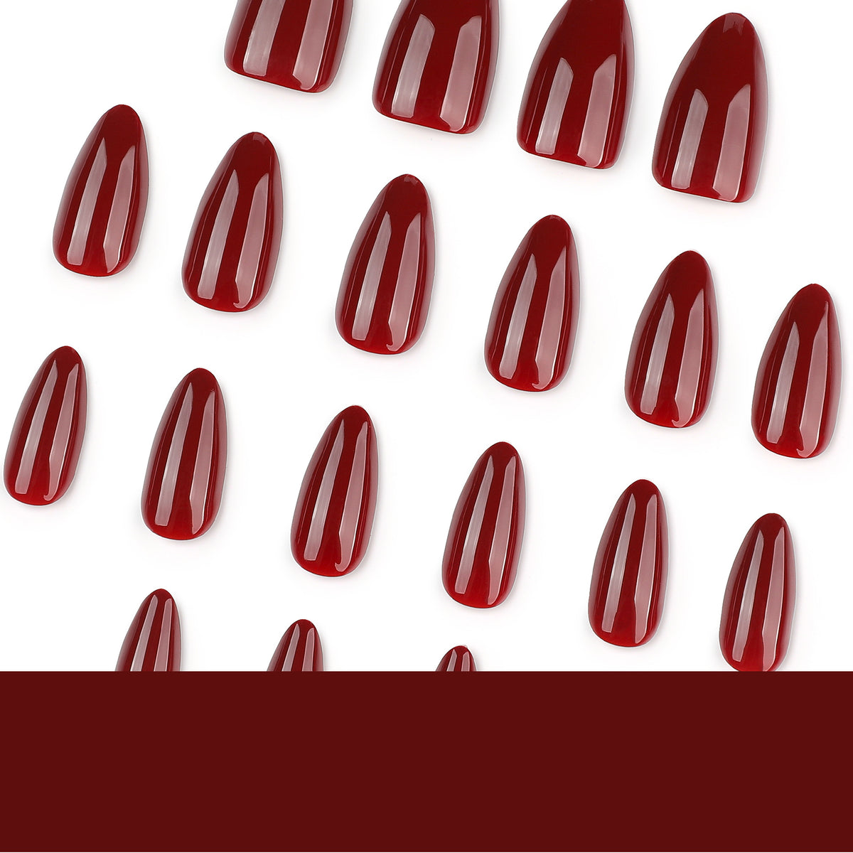 Wine Red Almond Press-On Nails – deep glossy wine red, photo 6