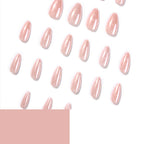 Pearl Glazed Almond Press-On Nails – pearly glazed pink with tiny white dots, photo 6
