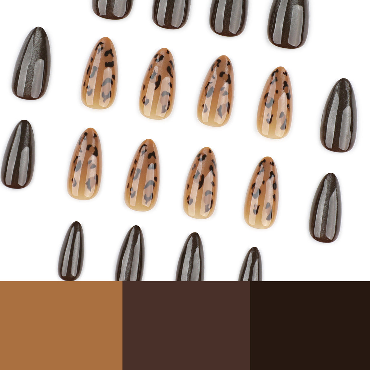 Tortoiseshell Espresso Almond Press-On Nails – espresso shimmer with amber tortoiseshell accents, photo 6