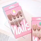 Mocha Butterfly Almond Press-On Nails – mocha with black french tips, crystals and a 3d butterfly, photo 6
