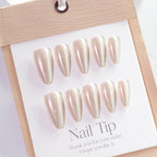 Champagne Pearl Chrome Almond Press-On Nails – champagne nude with a pearly chrome glaze, photo 6