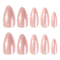 Pearl Glazed Almond Press-On Nails – full set of 10 nails: pearly glazed pink with tiny white dots