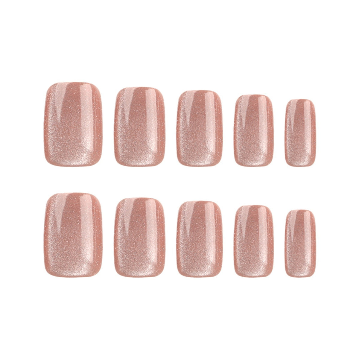 Rose Cat Eye Short Square Press-On Nails – full set of 10 nails: rosy nude cat eye with a soft shifting shimmer