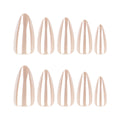 Champagne Pearl Chrome Almond Press-On Nails – full set of 10 nails: champagne nude with a pearly chrome glaze
