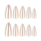 Champagne Pearl Chrome Almond Press-On Nails – full set of 10 nails: champagne nude with a pearly chrome glaze