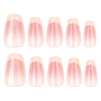 Custard Blush French Short Square Press-On Nails – full set of 10 nails: custard cream french tips on shimmer blush pink