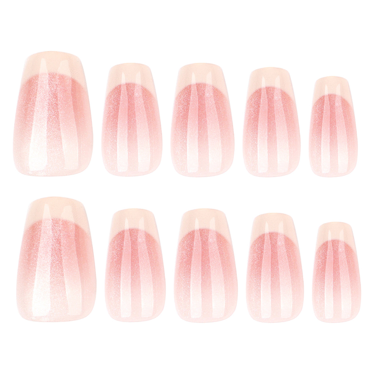 Custard Blush French Short Square Press-On Nails – full set of 10 nails: custard cream french tips on shimmer blush pink