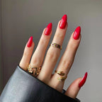 Almond Press-On Nails – Reds – Classic Red