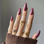 Almond Press-On Nails – Rosy Nudes – Plum Rose