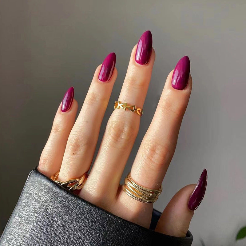 Almond Press-On Nails – Reds – Berry Magenta