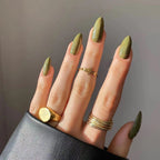Almond Press-On Nails – Earth Tones – Olive Green