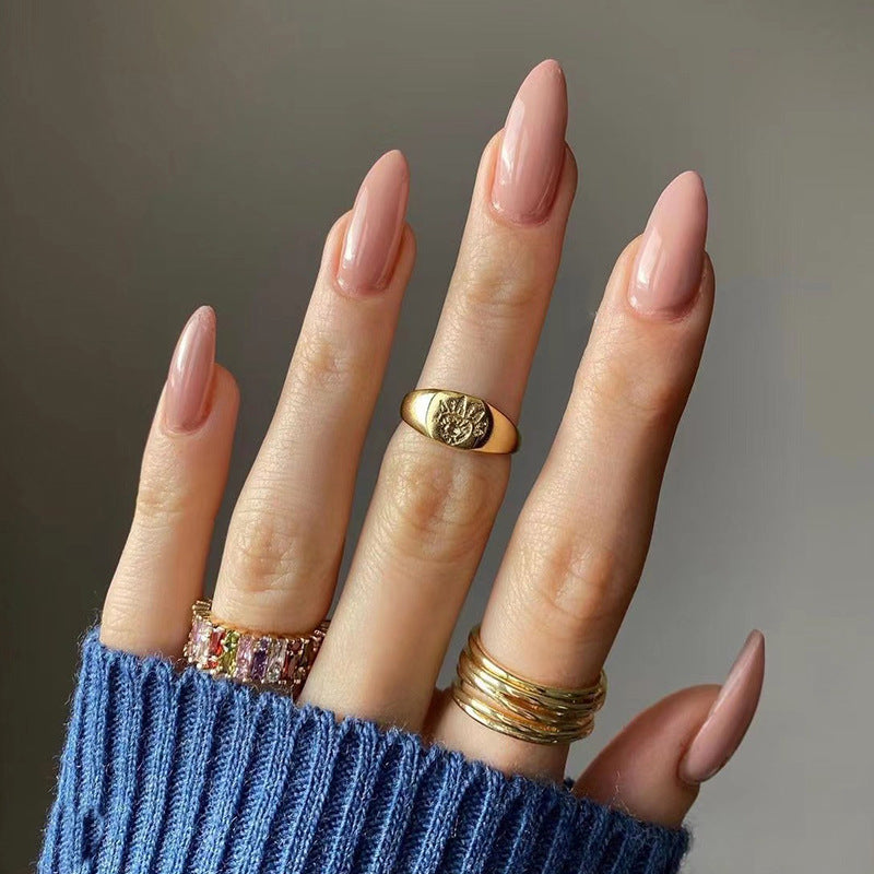 Almond Press-On Nails – Rosy Nudes – Nude Pink