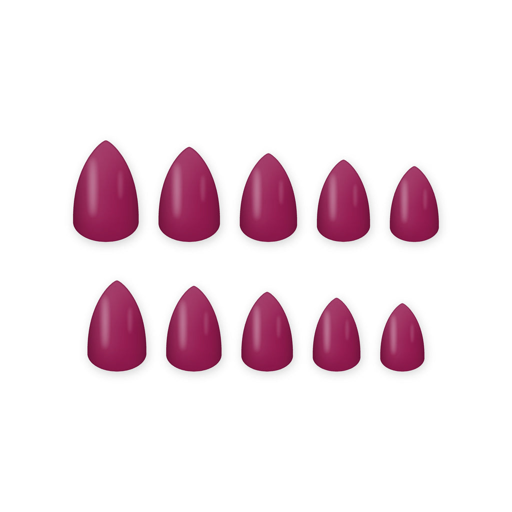 Berry Magenta Almond press-on nails on white