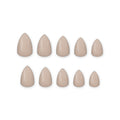 Latte Beige Almond press-on nails on white