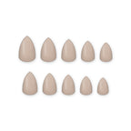 Latte Beige Almond press-on nails on white