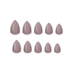 Taupe Grey Almond press-on nails on white
