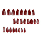 Almond Press-On Nails – Reds – Wine Red