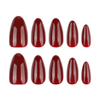 Almond Press-On Nails – Reds – Wine Red