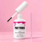 Pinky Promise 3-in-1 nail glue remover, 20 mL bottle with built-in brush and nail stick