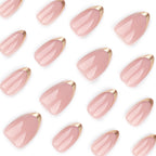 Gold-Tip French Almond Press-On Nails – blush pink with metallic gold french tips, photo 6