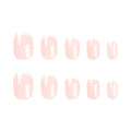 Nude Micro French Short Press-On Nails – full set of 10 nails: sheer pink nude with a thin white micro french tip
