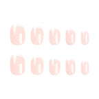 Nude Micro French Short Press-On Nails – full set of 10 nails: sheer pink nude with a thin white micro french tip