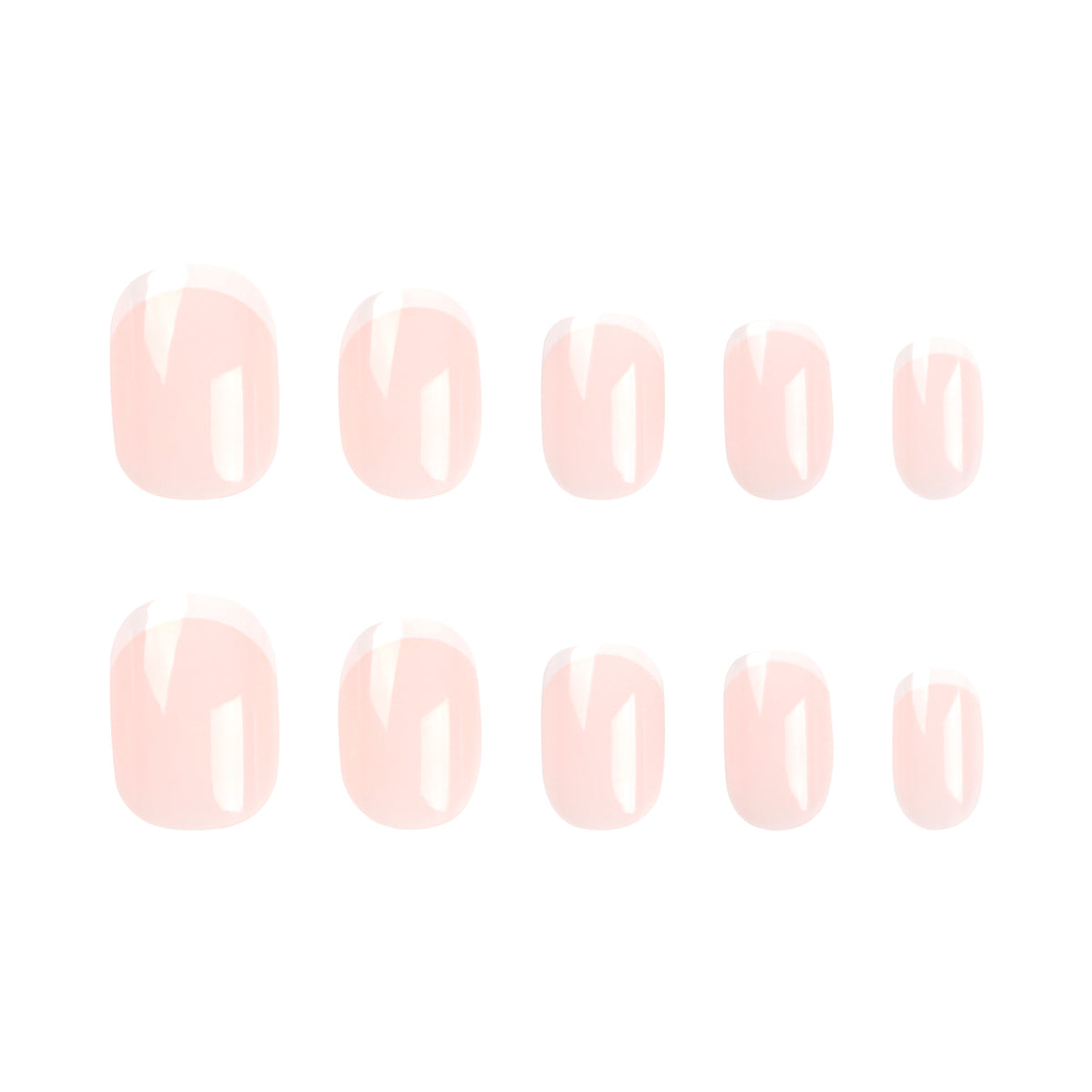 Nude Micro French Short Press-On Nails – full set of 10 nails: sheer pink nude with a thin white micro french tip