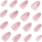 Pink Shimmer Almond Press-On Nails – sheer rosy pink with fine shimmer, photo 5