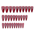 Red Chrome Stiletto Press-On Nails – deep cherry red mirror chrome, photo 5