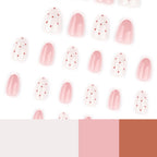 Red Polka Dot Almond Press-On Nails – milky white with tiny red dots and pink french accents, photo 6