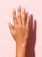 Rhinestone Blossom Almond Press-On Nails on a hand