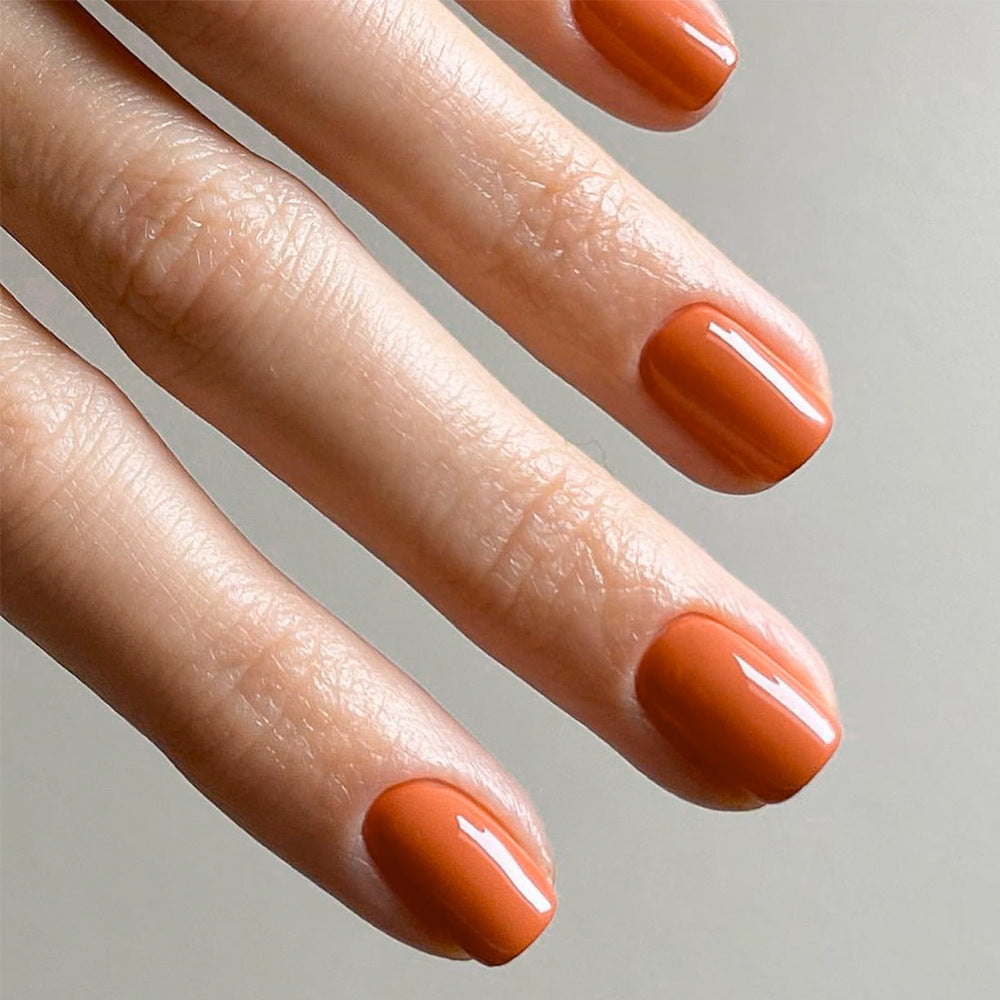 Short Square Press-On Nails – Reds – Burnt Orange