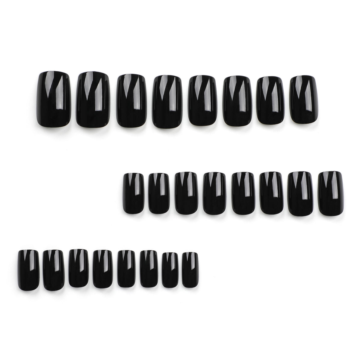 Short Square Press-On Nails – Neutrals – Black