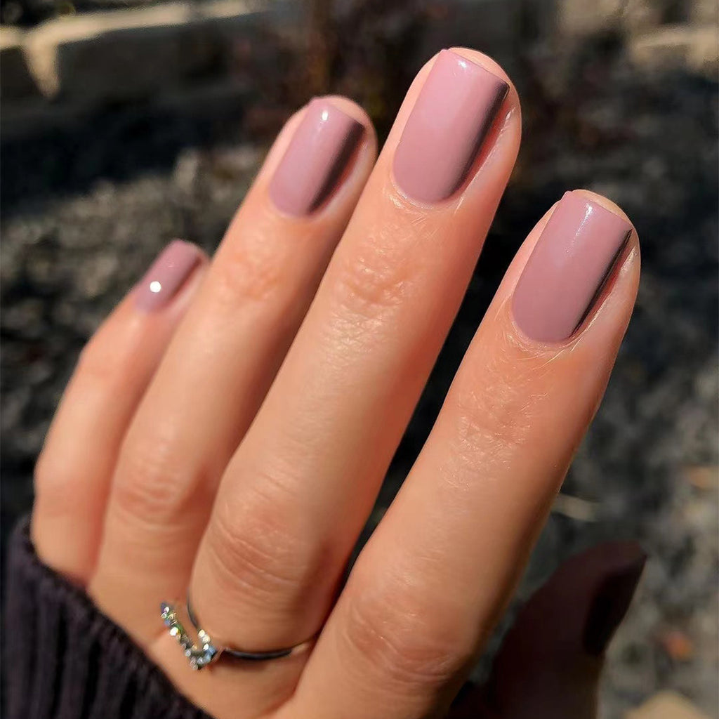 Short Square Press-On Nails – Lilacs – Dusty Rose