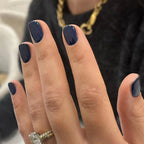 Short Square Press-On Nails – Neutrals – Navy