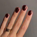 Short Square Press-On Nails – Wines – Oxblood