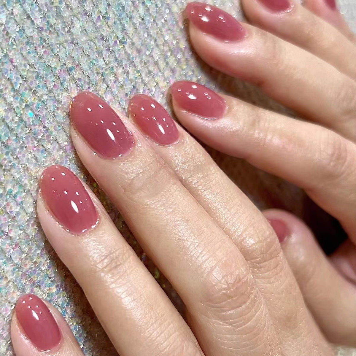 Short Square Press-On Nails – Pinks – Rose Jelly
