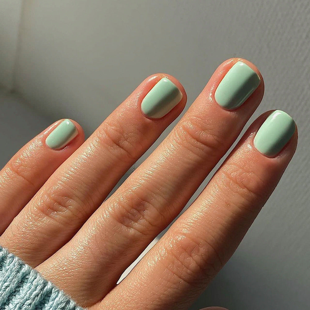 Short Square Press-On Nails – Greens – Sage