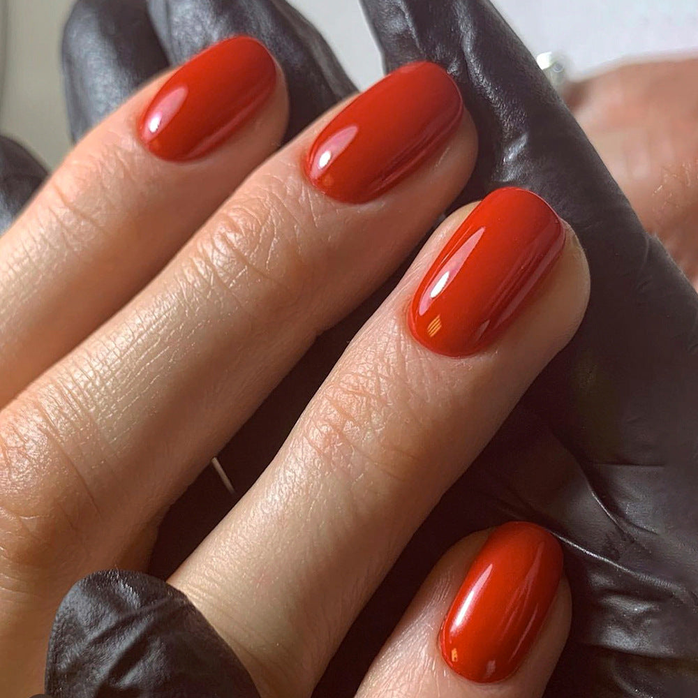 Short Square Press-On Nails – Reds – Tomato Red